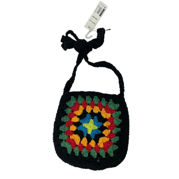 No Boundaries Handbags - New purse crossbody festival crochet Boho Vibe Open Top Bag Black